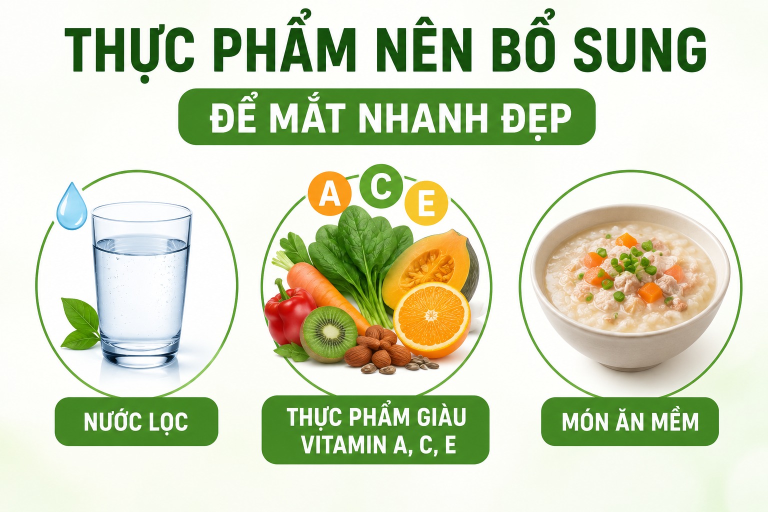 Hướng dẫn cách chăm sóc sau khi lấy mỡ bọng mắt giúp mắt nhanh lành, không sẹo Các thực phẩm nên bổ sung để mắt nhanh đẹp