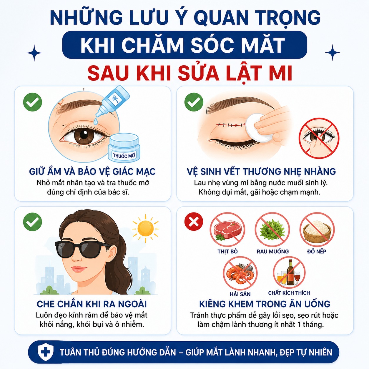 Cắt mắt bị lật mí trên do đâu? Có khắc phục được không? Những lưu ý quan trọng khi chăm sóc mắt sau khi sửa lật mí