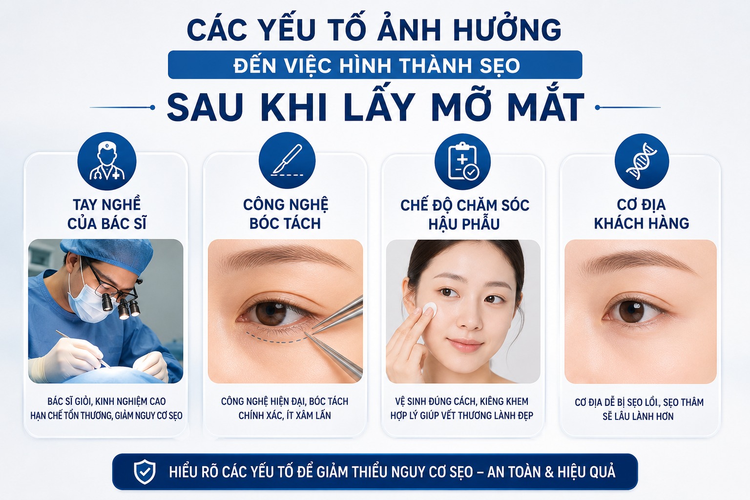 Lấy mỡ bọng mắt có để lại sẹo không?