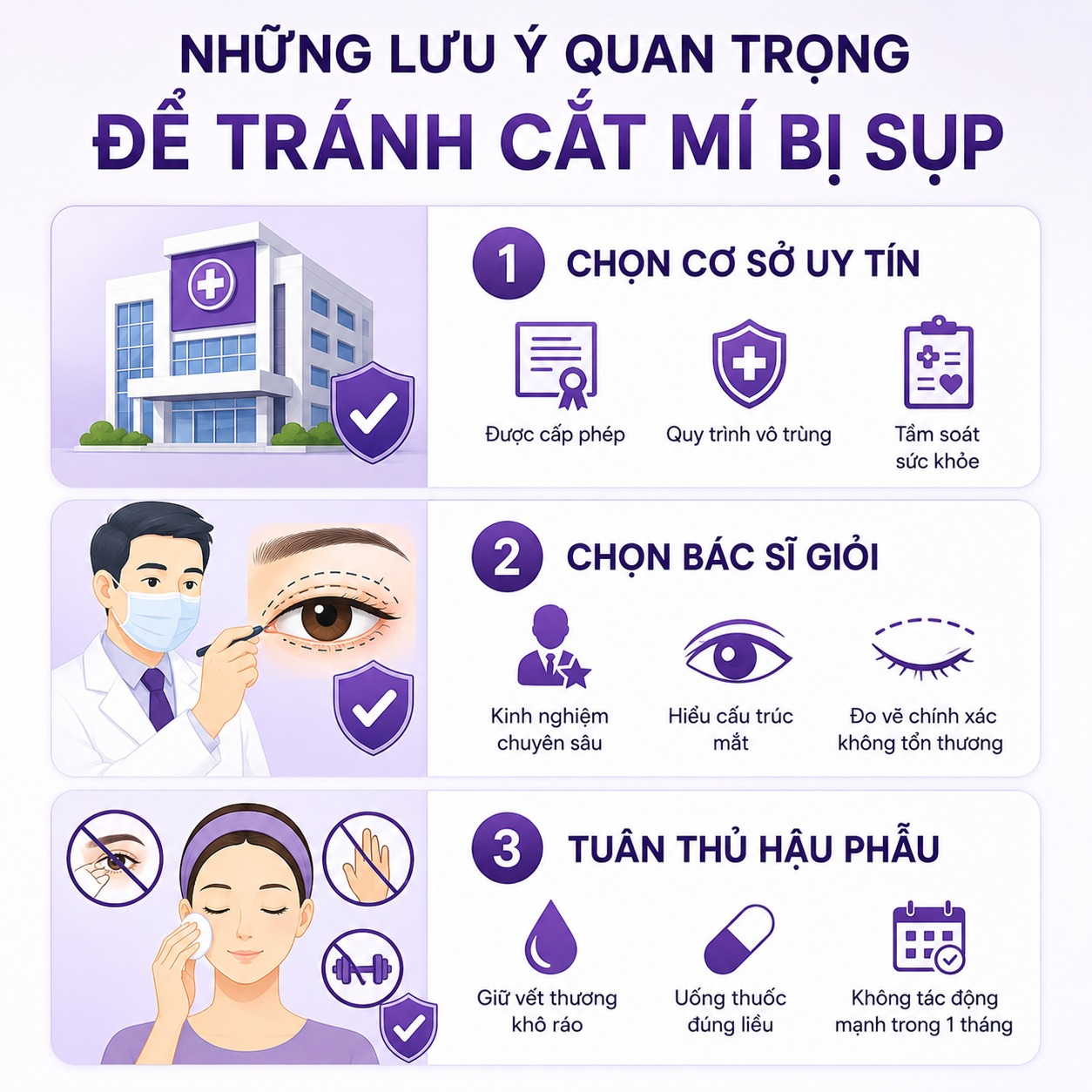Lưu ý quan trọng để tránh tình trạng cắt mí bị sụp