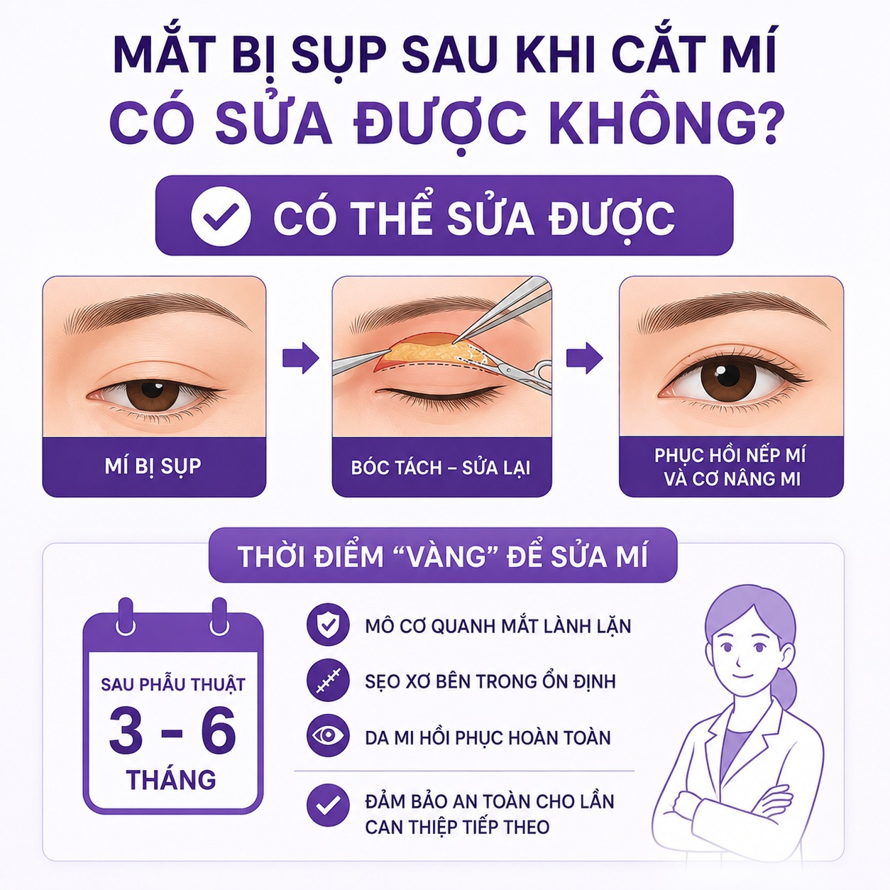 Mắt bị sụp sau khi cắt mí có sửa được không?