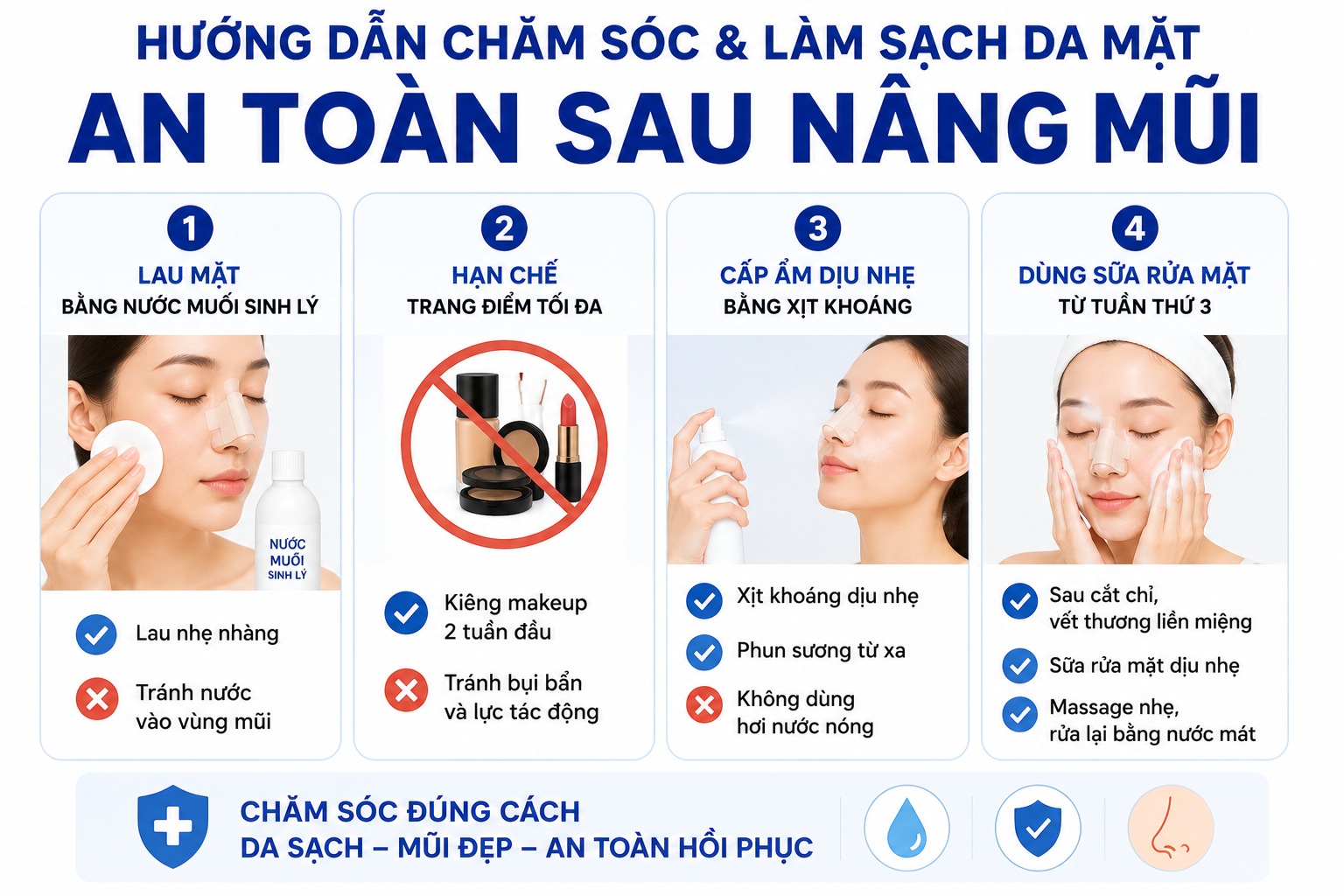 Hướng dẫn cách chăm sóc sau nâng mũi
